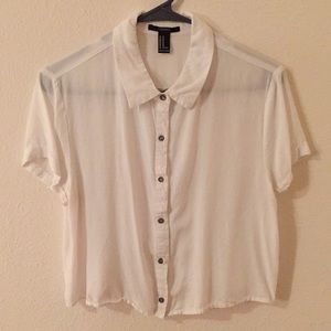 White Button Down Crop Top